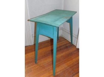 Vintage Painted Wood Folding Card Table, Turquoise