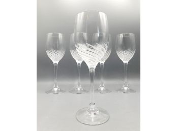 Swirl Etched Crystal Wine Glasses, 5