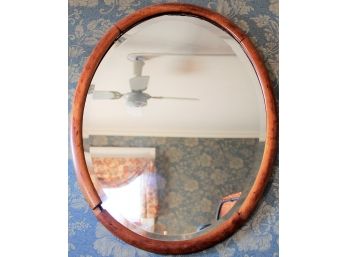 Oval Wooden/glass Accent Mirror
