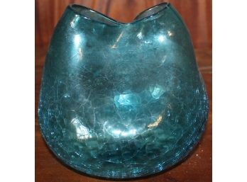 Mid Century Blenko Blown Crackle Glass Pinched Vase