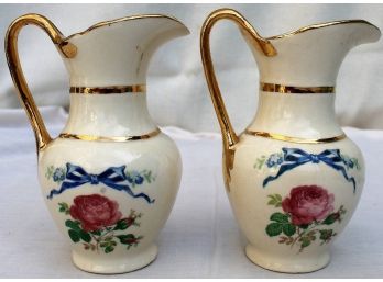Pair Of Hand Painted Porcelain Pitchers