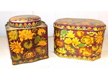 Two Yellow Floral Vintage Tins