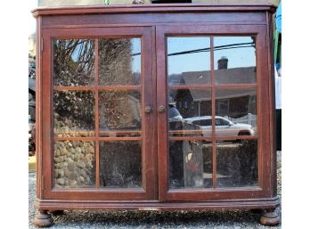 Antique Wooden Glass Door Bookcase
