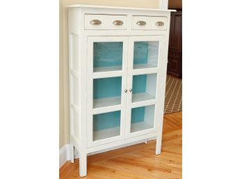 *** Beautiful White Storage Cabinet W/ Glass Doors And 2 Drawers - H5' X L17' X W21' (2013)