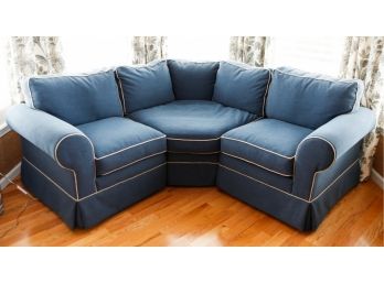 Blue Corner Sofa W/ Decorative Pillows - H39' X L49' From Center To End Of Couch - W36.5' X(2022)