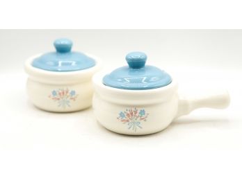 Set Of French Onion Soup Crock Bowls With Handles And Lid - (2116)