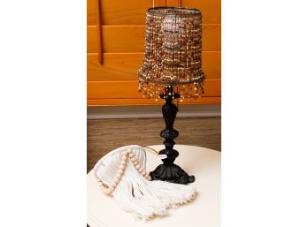 Charming Cast Iron Table Lamp With 2 Lamp Shades - H21.5 X L6.5 (2032)