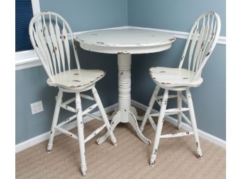 Beautiful Pedestal Table With 2 Bar Back Chairs - Table H41' X 36' Round - Chairs H50' X L18' W20' (2058)