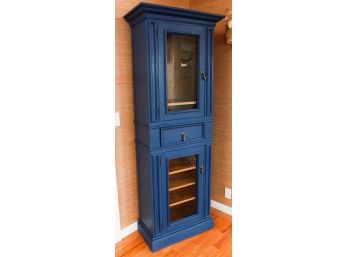 Blue Storage Cabinet W Drawer And 2 Glass Doors - H77' X L25' X W13.5 (2018)