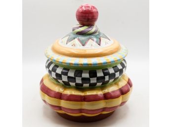 Mackenzie-Childs -Cookie Jar - Odd Fellows - Dated 2007 - Handmade (2111)