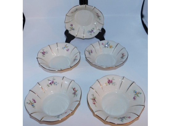 Antique Set Of Meissen Floral Porcelain Bowls