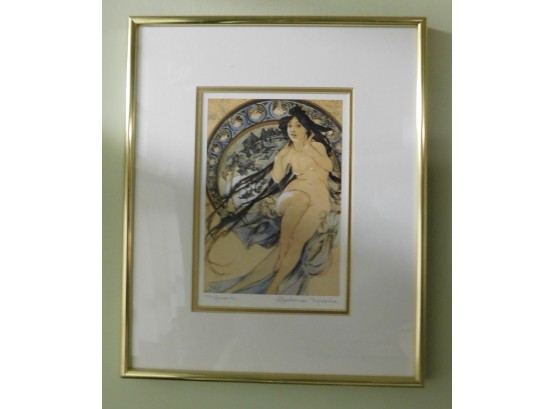 Art Nouveau Signed Alphonse  Mucha 'Music',  Print Framed