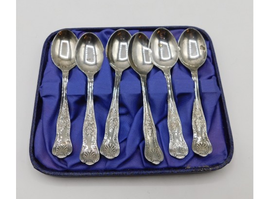 Vintage Set Of Silver Plated Spoons With Case