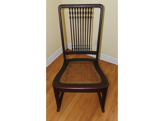 Antique Wood Rocking Chair With Wicker Seat
