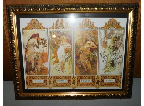 Alphonse Mucha Four Seasons Print Framed