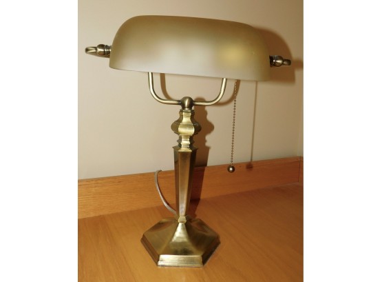 Brass Bankers Desk Lamp With Glass Shade