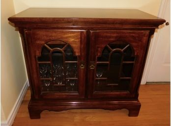 Lovely Lighted Wood Sideboard Cabinet With Glass Shelf And Drawers