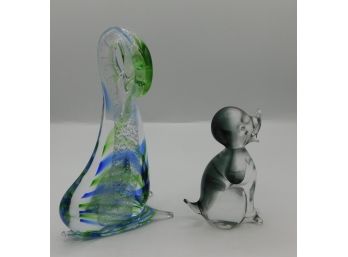 Pair Of Glass Animal Paperweights