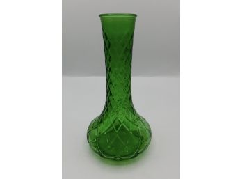 Decorative Cut Glass Green Vase