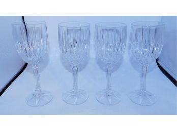 Set Of Cut Glass Long Stem Wine Glasses