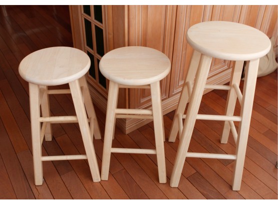 3 Wooden Stools - Top 29' Round - 1st Stool 29' Tall - 2nd Stool 24' Tall - 3rd Stool  24' Tall