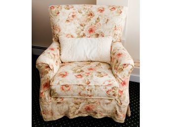 Comfortable Lovely Upholstered Chair W/ Pillow - Floral Design - H36 X L34 X W26