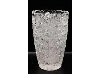 Vintage Brilliant Vase Cut Glass Intricate Patterns  8' Crystal Vase