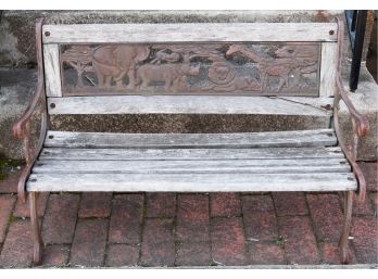 Child Size - Wood & Cast Iron Garden Bench - Safari Theme H20.5 X W15 X L33