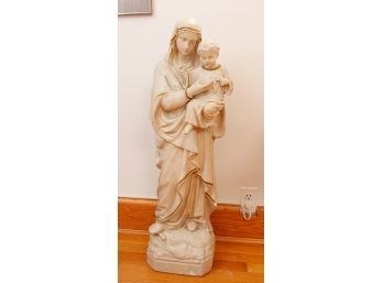 Off White Madonna & Child Statue - H3' X L12' X W9'