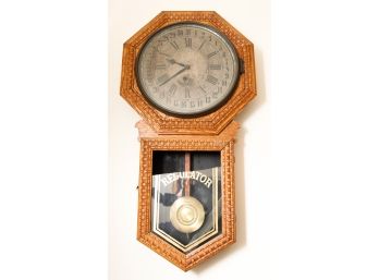 Grandfather Wall Clock - Made By E. Ingraham Brystal Conn. USA 1977 -  Tiny Clock Shop - H32 X L17 X W4