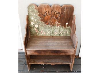 Charming Wooden Bench  'welcome' - H29 X L25 X W14