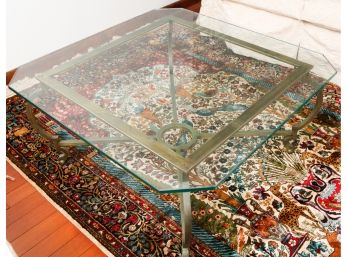 Stunning Glass Coffee Table With Metal Base - Heavy - H18 X L38 X W38
