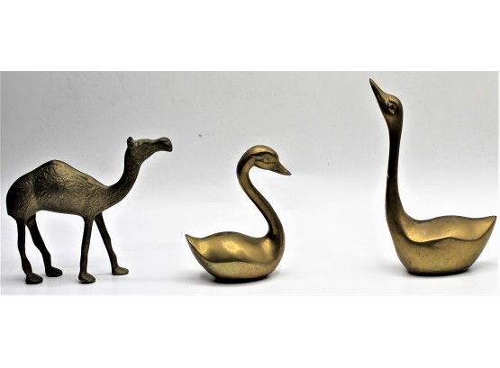 Set Of Three Brass Assorted Animal Decor