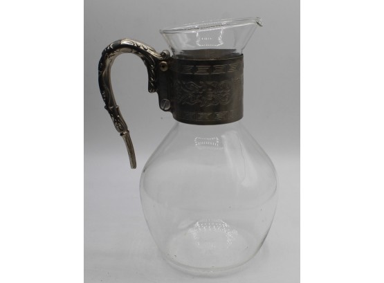 Glass Pitcher With Silver Handle & Lid