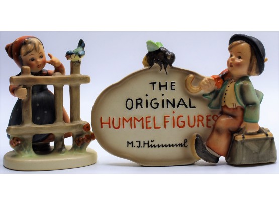 Hummel #187 'Merry Wanderer' Plaque & #203 2/0 'Signs Of Spring' Figurine