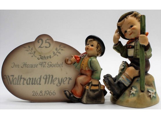Hummel #187 'Merry Wanderer' Plaque & #315 'Mountaineer' Figurine