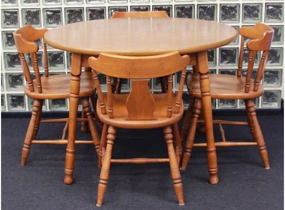 Vintage Five Piece Wooden Dining Table Set