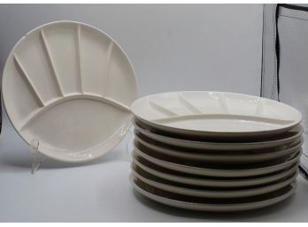 Set Of 8 Vintage Ceramic Japanese Sushi Plate With Dividers