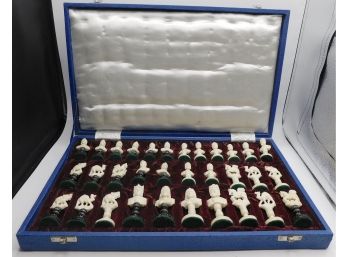 Vintage Chess Set In Velvet Box