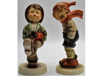 Hummel #109 'Happy Traveler' & #43 'March Winds' Figurines