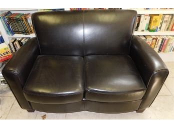 Modern Leather Love Seat With Deep Seat By Permaisuri Co