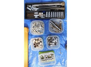Assorted Lot Of Sockets Metric And Standard With Kobalt Tool Box