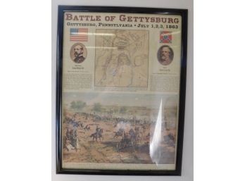 Battle Of Gettysburg Illustratrion Print Framed