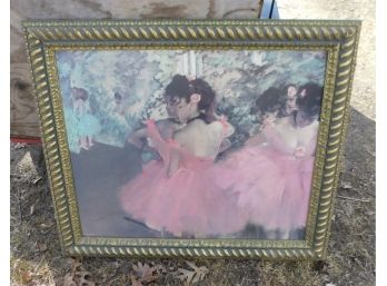 Vintage Lautrec Ballet Dancer Lithogram Painting On Canvas