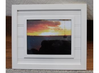 Decorative Sunset Print In White Wood Picture Frame