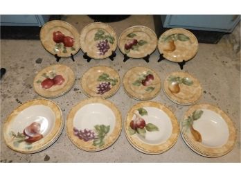 Lovely Set Of  Sheri Blum For 222 Fifth Cortland Pattern Plates And Bowls