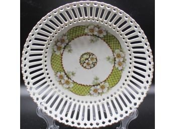 Basket Wave  Porcelain Floral Pottery Bowl With Gold Rim