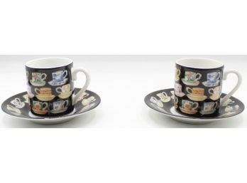 Pair Of J Luber Espresso Cups With Saucers - Designed By Patrick Albeck