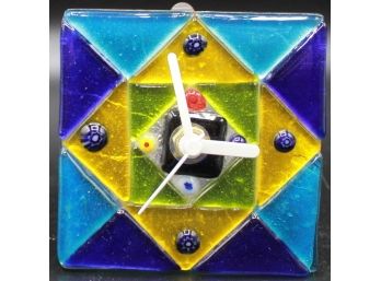 Small Square Stained-glass Clock - Battery Operated