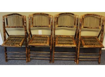 Set Of 4 Beautiful Bamboo Folding Chairs